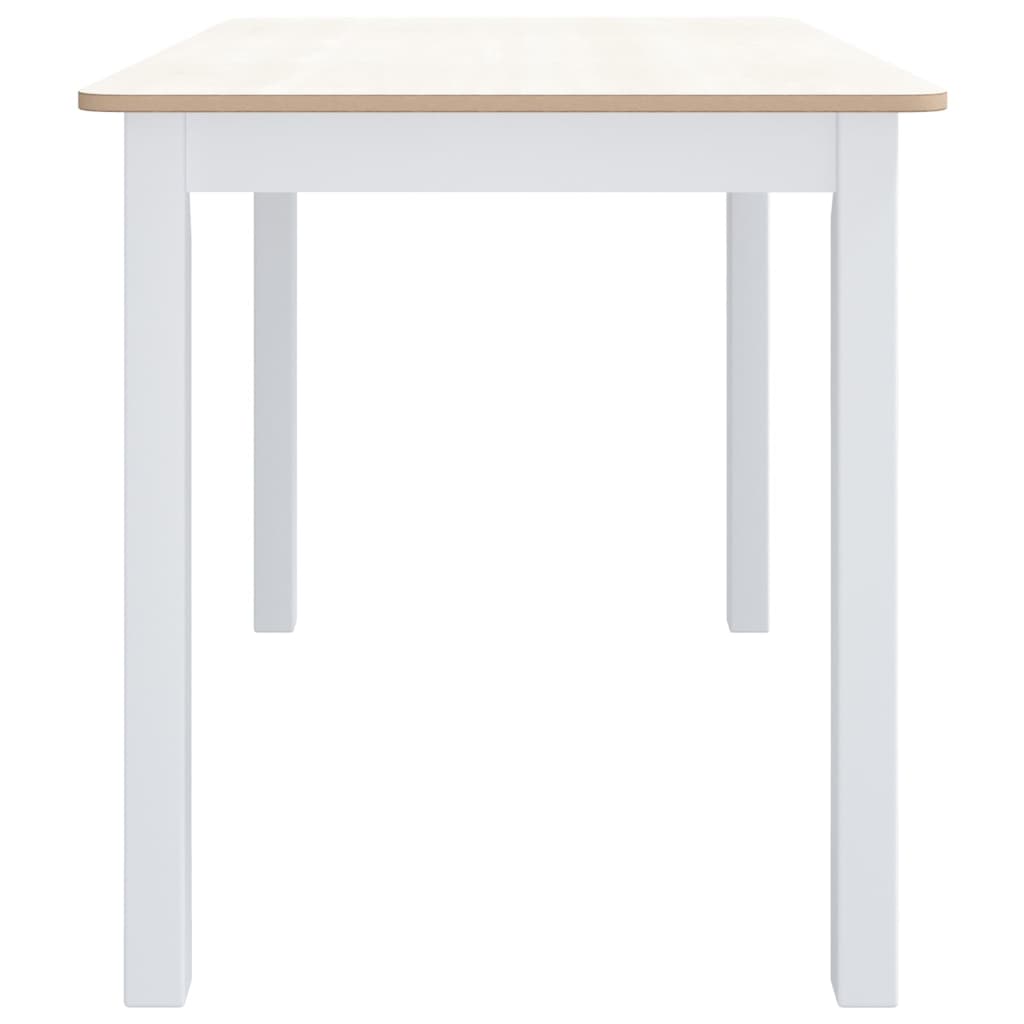 Dining Table White and Brown 114x71x75 cm Solid Rubber Wood